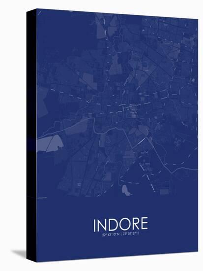 Indore, India Blue Map-null-Stretched Canvas