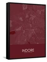 Indore, India Red Map-null-Framed Stretched Canvas