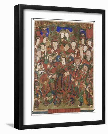 Indra, Brahma, and Skanda with Guardians and Attendants-null-Framed Art Print