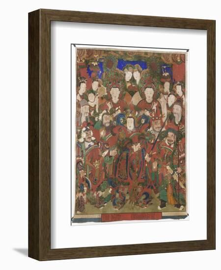 Indra, Brahma, and Skanda with Guardians and Attendants-null-Framed Art Print