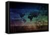 Industrial Background on a Global Map Scale-kentoh-Framed Stretched Canvas