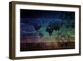 Industrial Background on a Global Map Scale-kentoh-Framed Art Print