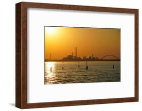 Industrial chemical area of Marghera seen from the ferry, Venice lagoon, Venice, Italy-Carlo Morucchio-Framed Photographic Print