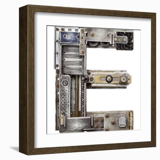 Industrial Metal Alphabet Letter E-donatas1205-Framed Art Print