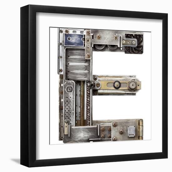 Industrial Metal Alphabet Letter E-donatas1205-Framed Art Print