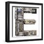 Industrial Metal Alphabet Letter E-donatas1205-Framed Art Print