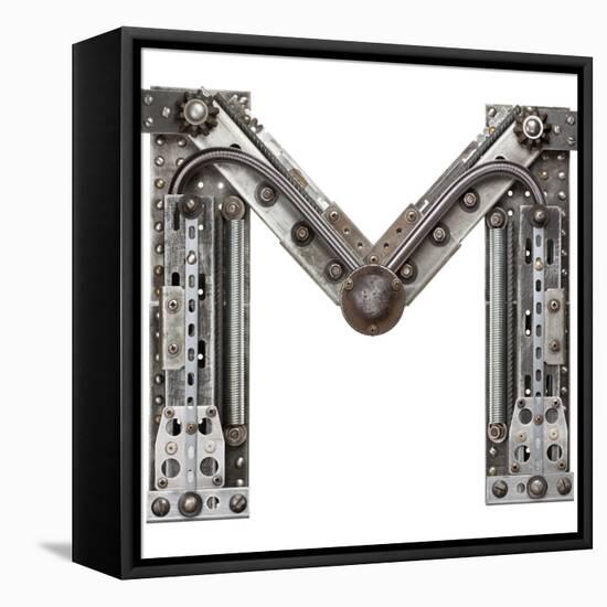 Industrial Metal Alphabet Letter M-donatas1205-Framed Stretched Canvas