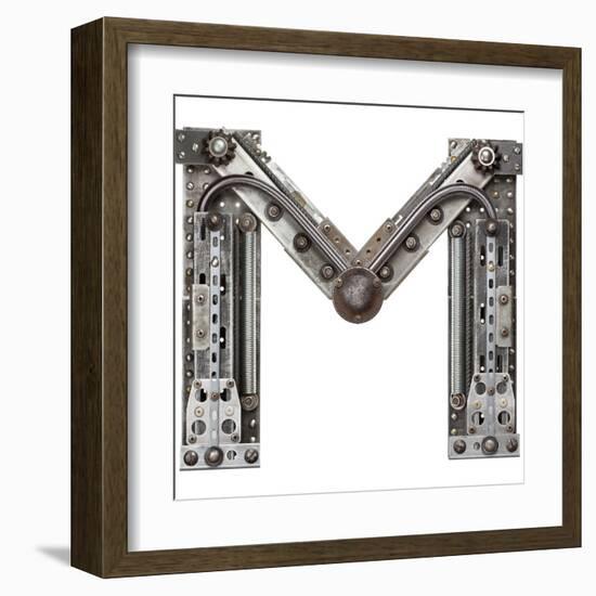 Industrial Metal Alphabet Letter M-donatas1205-Framed Art Print