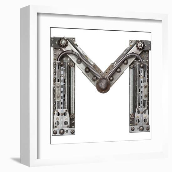 Industrial Metal Alphabet Letter M-donatas1205-Framed Art Print