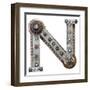 Industrial Metal Alphabet Letter N-donatas1205-Framed Art Print