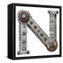 Industrial Metal Alphabet Letter N-donatas1205-Framed Stretched Canvas