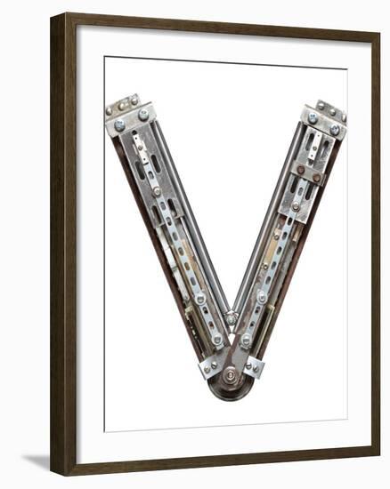 Industrial Metal Alphabet Letter V-donatas1205-Framed Art Print