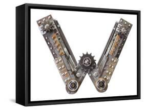 Industrial Metal Alphabet Letter W-donatas1205-Framed Stretched Canvas