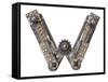 Industrial Metal Alphabet Letter W-donatas1205-Framed Stretched Canvas