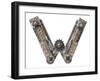 Industrial Metal Alphabet Letter W-donatas1205-Framed Art Print