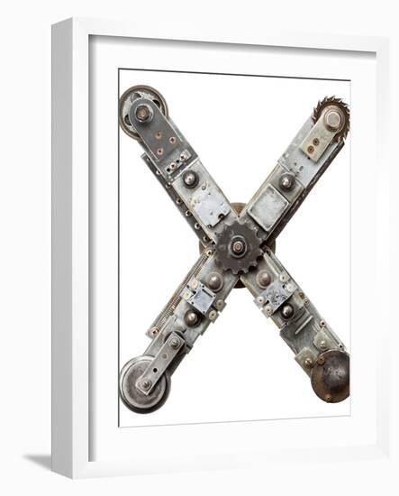 Industrial Metal Alphabet Letter X-donatas1205-Framed Art Print