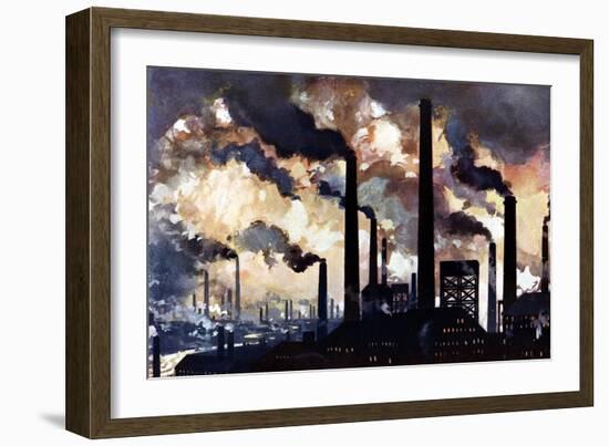 Industrial Polltion, Sheffield, Yorkshire, C1925-null-Framed Giclee Print