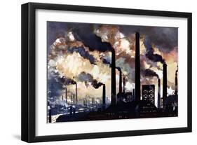 Industrial Polltion, Sheffield, Yorkshire, C1925-null-Framed Giclee Print