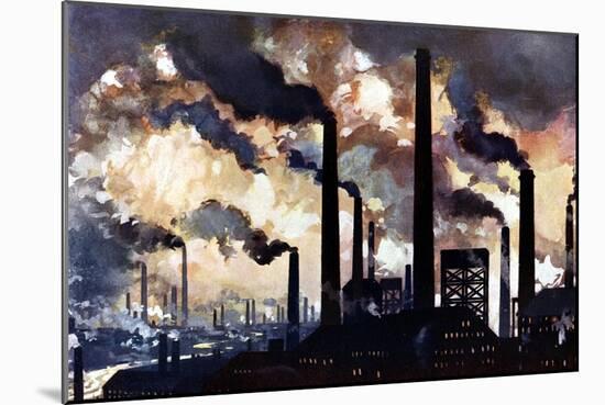 Industrial Polltion, Sheffield, Yorkshire, C1925-null-Mounted Giclee Print