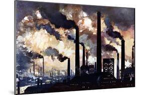 Industrial Polltion, Sheffield, Yorkshire, C1925-null-Mounted Giclee Print