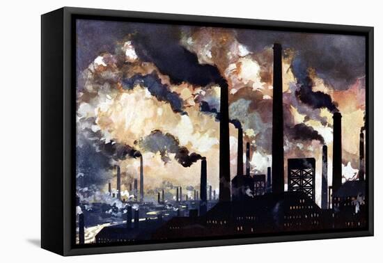 Industrial Polltion, Sheffield, Yorkshire, C1925-null-Framed Stretched Canvas