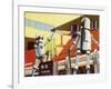 Industrial Robots at Work in a Factory-null-Framed Art Print