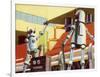 Industrial Robots at Work in a Factory-null-Framed Art Print