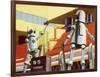 Industrial Robots at Work in a Factory-null-Framed Art Print