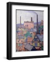 Industrial Roofscape, c.1931-Stanislawa de Karlowska-Framed Premium Giclee Print