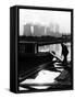 Industrial Scene with Canal and Long Boat, 1971-null-Framed Stretched Canvas