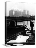 Industrial Scene with Canal and Long Boat, 1971-null-Stretched Canvas