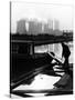 Industrial Scene with Canal and Long Boat, 1971-null-Stretched Canvas