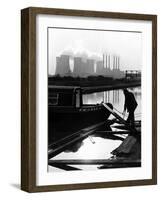 Industrial Scene with Canal and Long Boat, 1971-null-Framed Photographic Print