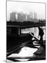 Industrial Scene with Canal and Long Boat, 1971-null-Mounted Photographic Print