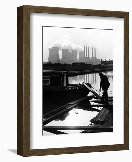 Industrial Scene with Canal and Long Boat, 1971-null-Framed Photographic Print