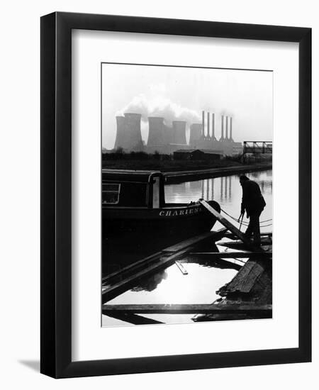 Industrial Scene with Canal and Long Boat, 1971-null-Framed Photographic Print