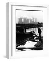 Industrial Scene with Canal and Long Boat, 1971-null-Framed Photographic Print