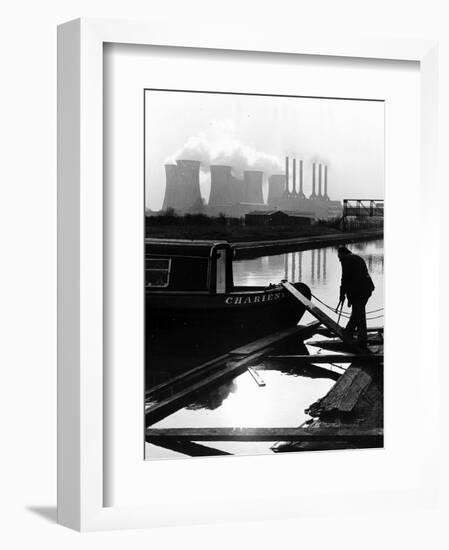 Industrial Scene with Canal and Long Boat, 1971-null-Framed Photographic Print