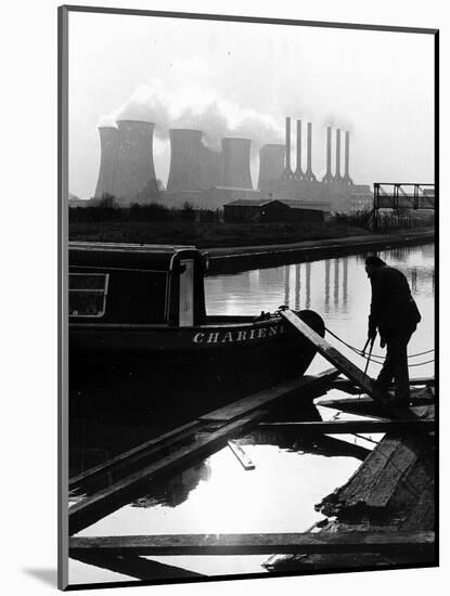 Industrial Scene with Canal and Long Boat, 1971-null-Mounted Photographic Print