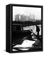 Industrial Scene with Canal and Long Boat, 1971-null-Framed Stretched Canvas