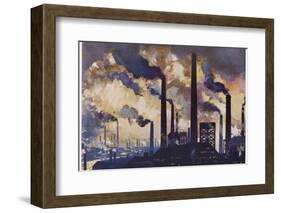 Industrial Smoke from the Factories of Sheffield Yorkshire-null-Framed Photographic Print