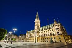 Hamburg Binnenalster at Night-IndustryAndTravel-Stretched Canvas