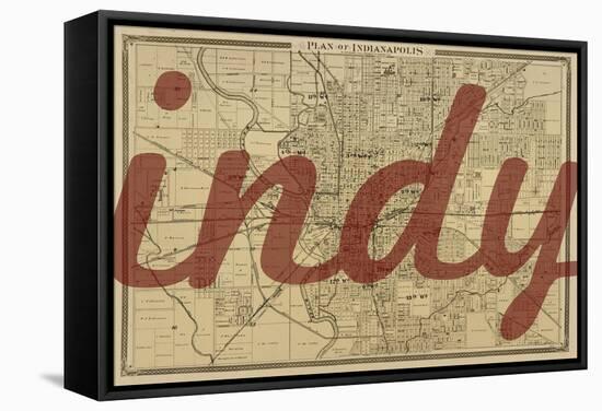 Indy - 1876, Indianapolis - Plan, Indiana, United States Map-null-Framed Stretched Canvas