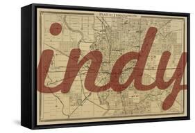 Indy - 1876, Indianapolis - Plan, Indiana, United States Map-null-Framed Stretched Canvas