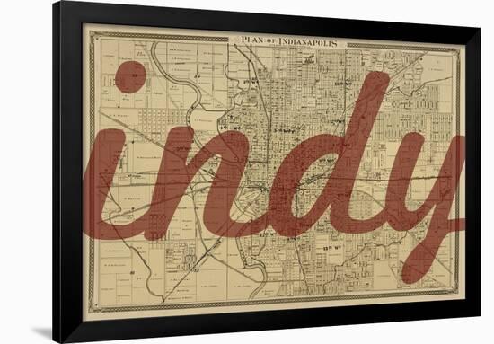 Indy - 1876, Indianapolis - Plan, Indiana, United States Map-null-Framed Giclee Print