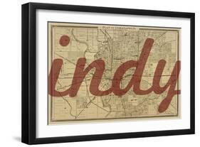 Indy - 1876, Indianapolis - Plan, Indiana, United States Map-null-Framed Giclee Print