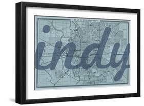 Indy - 1876, Indianapolis - Plan, Indiana, United States Map-null-Framed Premium Giclee Print