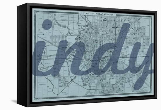 Indy - 1876, Indianapolis - Plan, Indiana, United States Map-null-Framed Stretched Canvas