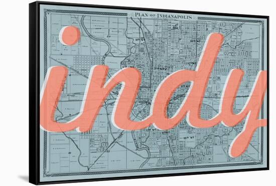 Indy - 1876, Indianapolis - Plan, Indiana, United States Map-null-Framed Stretched Canvas