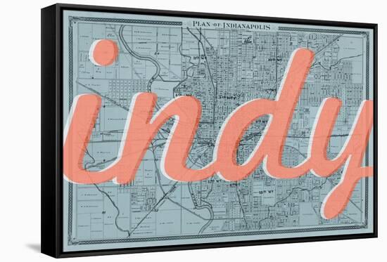 Indy - 1876, Indianapolis - Plan, Indiana, United States Map-null-Framed Stretched Canvas